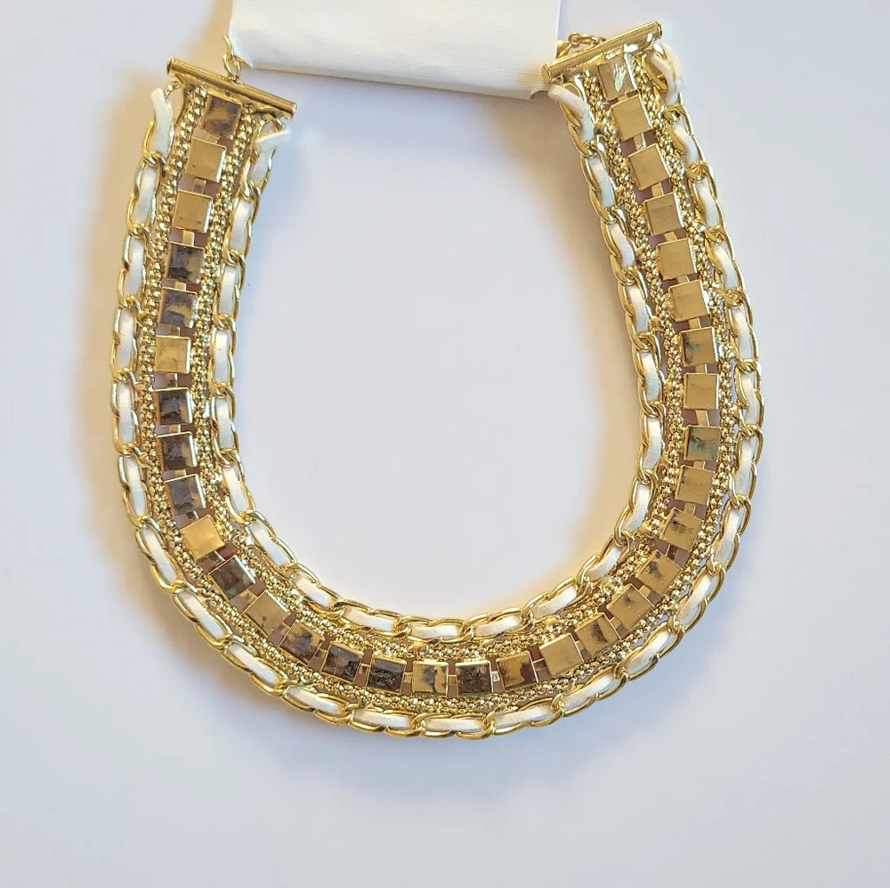 New! Statement Necklace Gold-tone Pink Double Row Fashion Necklace Boho Necklace - Picture 2 of 5